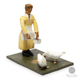 Woman & Chickens - Leslie D. Lush