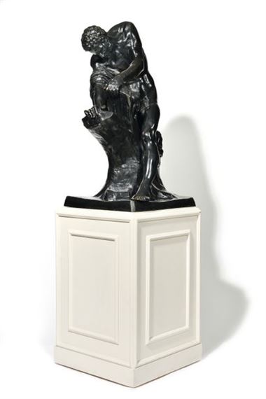 Edme Dumont | Milon of Crotone Bronze group with brown patina H
