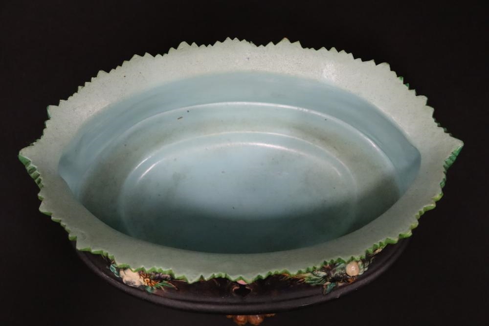 Hugo Lonitz | Antique Hugo Lonitz majolica oval jardiniere | MutualArt