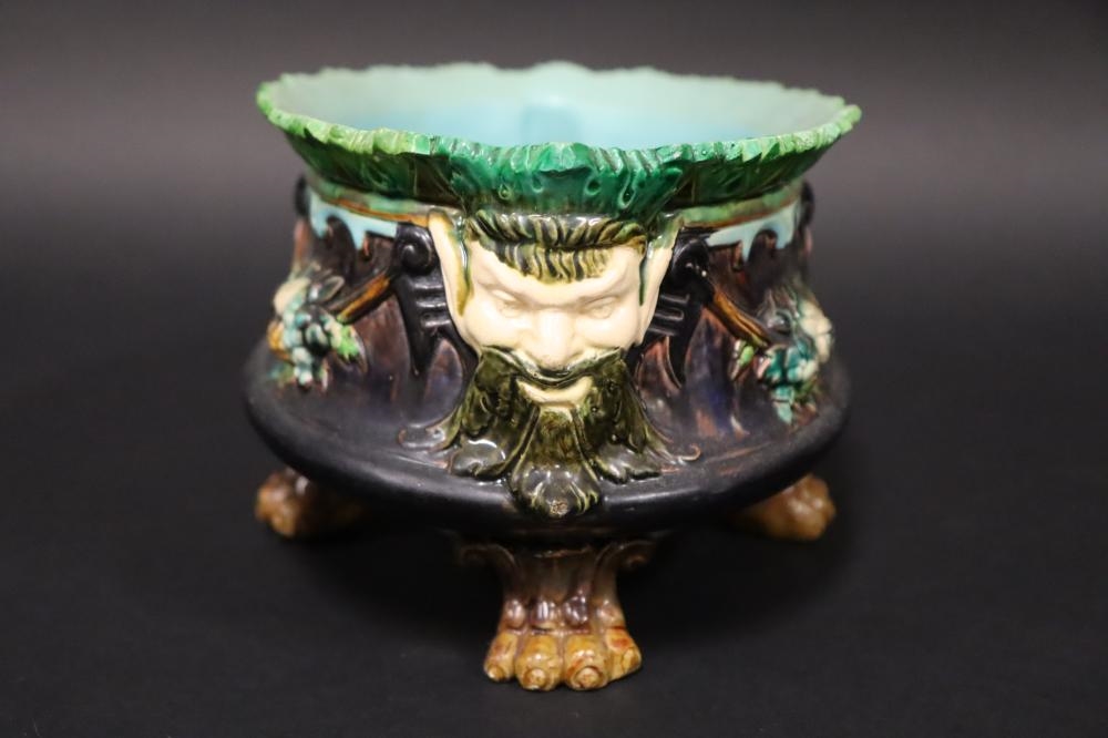 Hugo Lonitz | Antique Hugo Lonitz majolica oval jardiniere | MutualArt