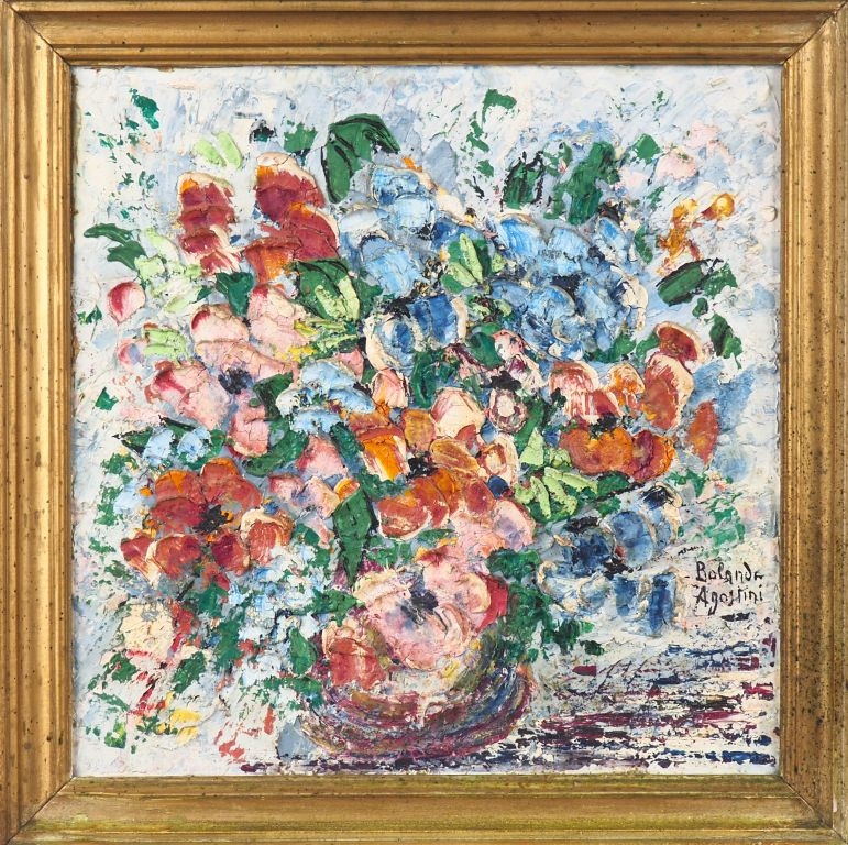 Artwork by Balande Agostini, BALANDE AGOSTINI. 'bouquet de fleurs" Huile sur isorel, Made of oil on isorel