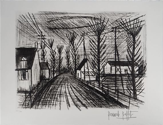 Bernard Buffet、リトグラフ　The road, 1962 Bernard Buffet | The Road (1962) | MutualArt
