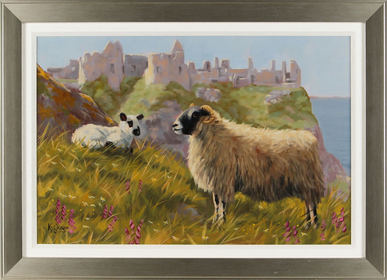 Keith Glasgow | SHEEP BY DUNLUCE CASTLE | MutualArt