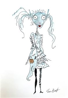 Tim Burton | Ink drawing, with a handwritten signature. (ca. 1990