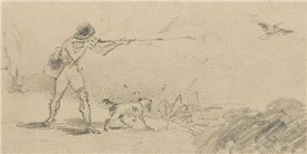 The hunter and his dog  Height - Nestor Roqueplan