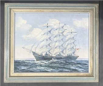 AA) Framed Painting Of Sailboat In Water. Signed - K. Maskell