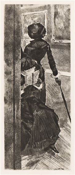 Au Louvre, la peinture, Mary Cassatt. by Edgar Degas, circa 1879-1880