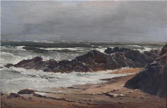 STUDY OF SEA AND ROCKS AT ARKLOW COUNTY WICKLOW - Patrick Vincent Duffy