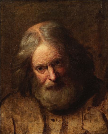 Head study of a bearded man, unfinished by Joseph Wright of Derby