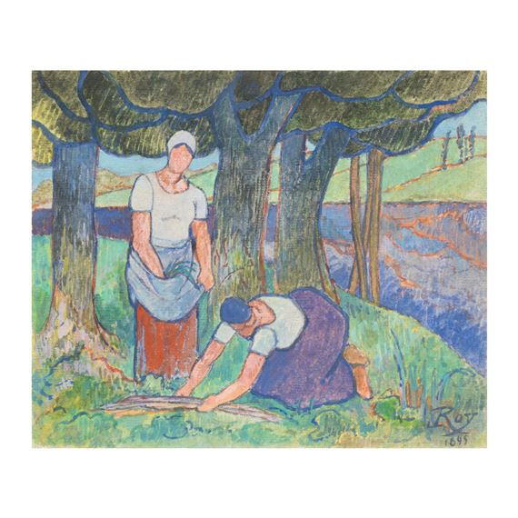 Bretonnes près d'une rivière - Louis George Eléonor Roy