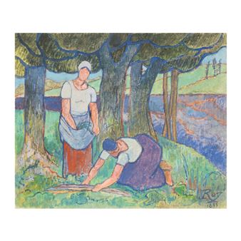 Bretonnes près d'une rivière - Louis George Eléonor Roy