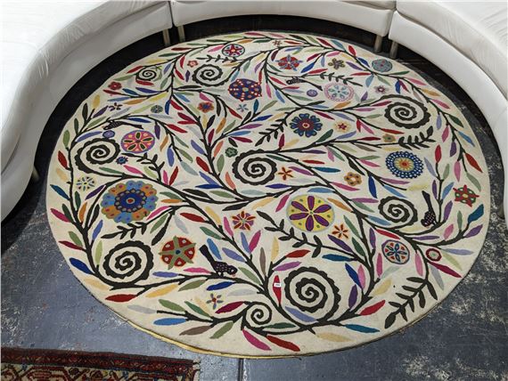 ELIZA PIRO, Contemporary circular floor rug, bright colourful foliage Dia:200cm - Eliza Piro