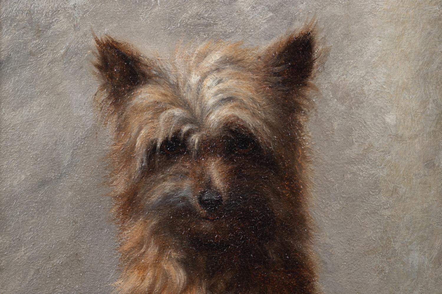 Artwork by Rosa Bonheur, ROSA BONHEUR, 19TH C. PORTRAIT OF A TERRIER, O/C, Made of oil on canvas