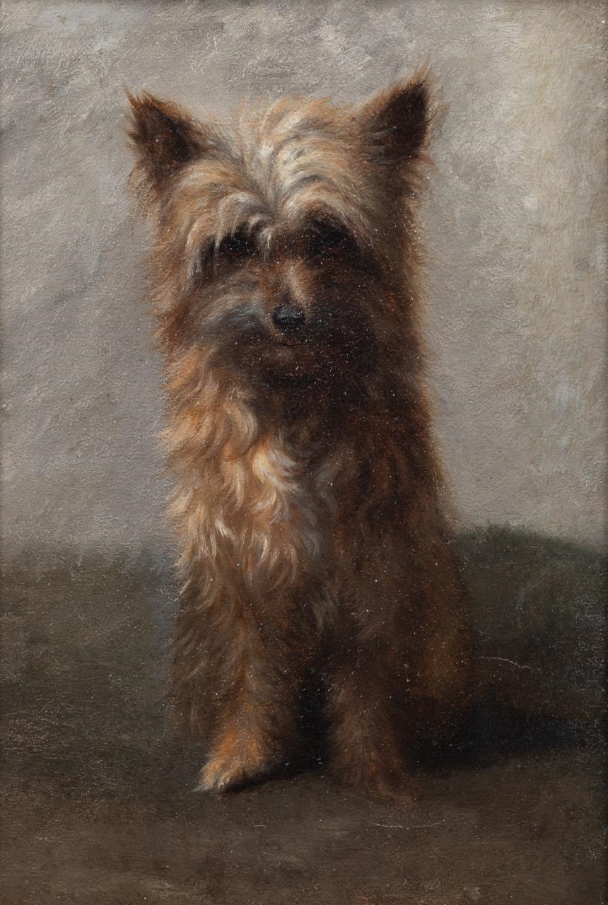 Artwork by Rosa Bonheur, ROSA BONHEUR, 19TH C. PORTRAIT OF A TERRIER, O/C, Made of oil on canvas