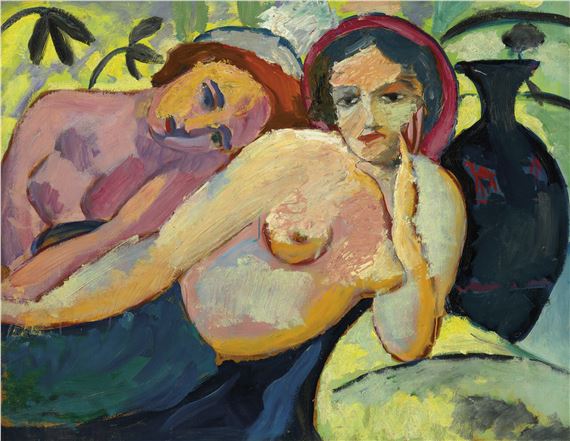 Zwei Mädchen (orientalischer Entwurf) by August Macke, 1912