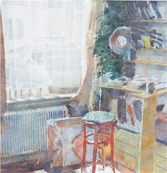 Hoek atelier bij het raam - Ad Kroese