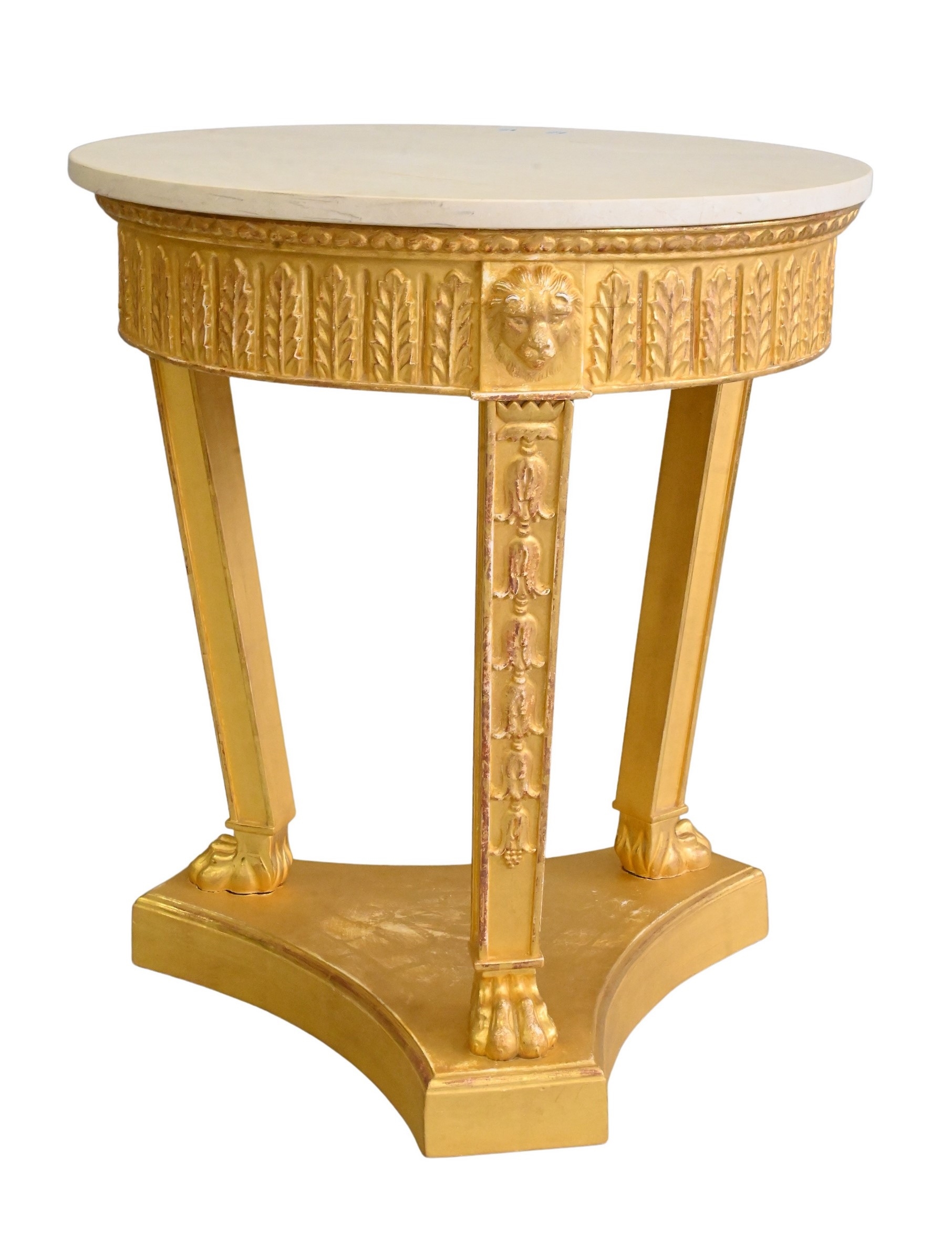 Artwork by Jonathan Sainsbury, Attributed to Jonathan Sainsbury Neoclassical Torchere having Custom Gilt Marble Top, Made of Gilt Marble