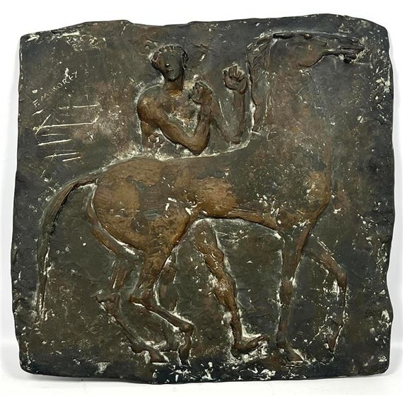 F Mikorey Abstract Modern Bronze Plaque sculpture - Franz Mikorey