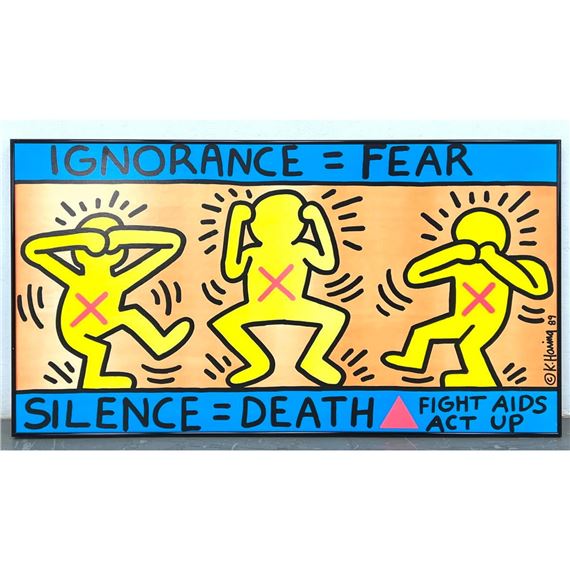 Keith Haring | Ignorance = Fear, Silence = Death (1989) | MutualArt
