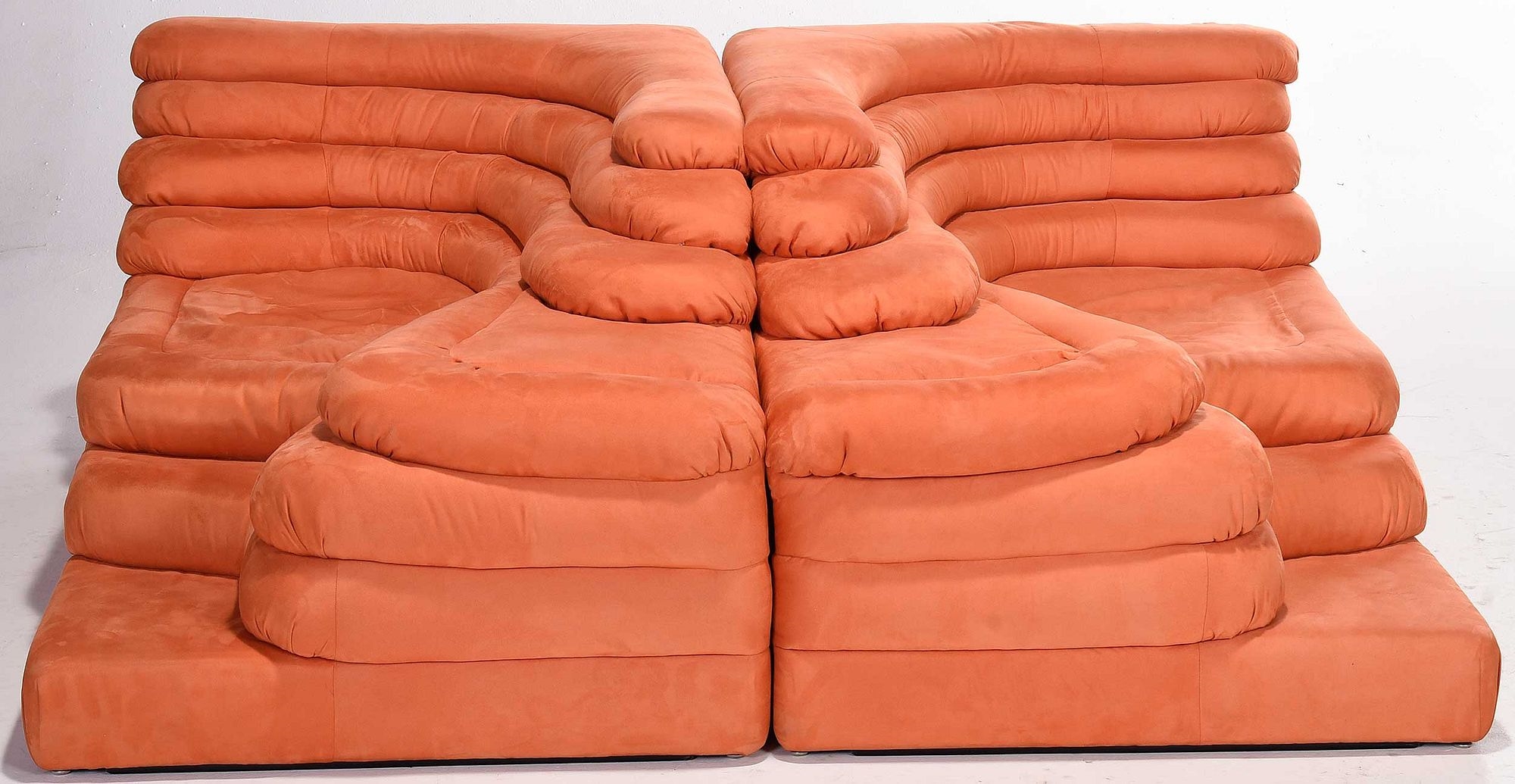 Artwork by Ubald Klug, Ubald Klug for De Sede Pair of Terrazza Landscapes Sofas, Made of orange upholstery