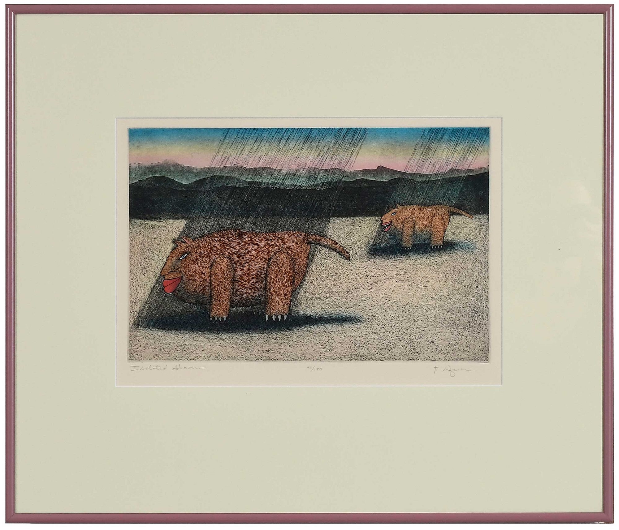 Artwork by T. P. Speer, Two Etchings, Made of color etching