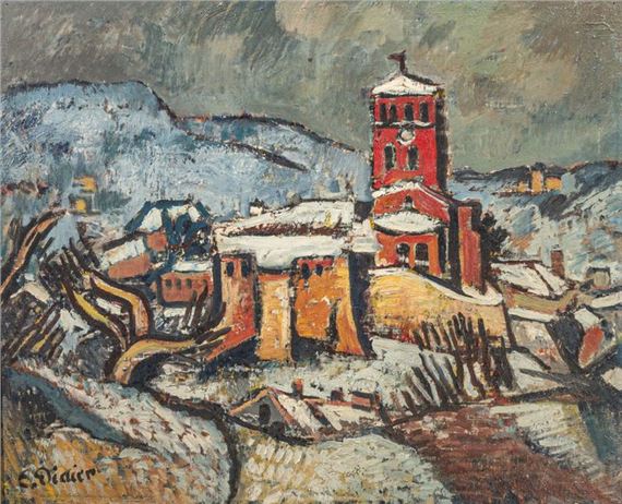Village under the snow by Émile Didier