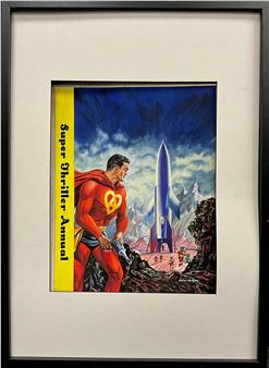 Edgar Hodges (British Illustrator, b.1928)
Super Thriller Annual, 1960, superhero Ace Hart on an alien planet
signed, watercolour, 42cm x 33cm - Edgar Hodges