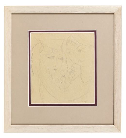 Couple  22x20 cm by Lado Davidovich Gudiashvili 