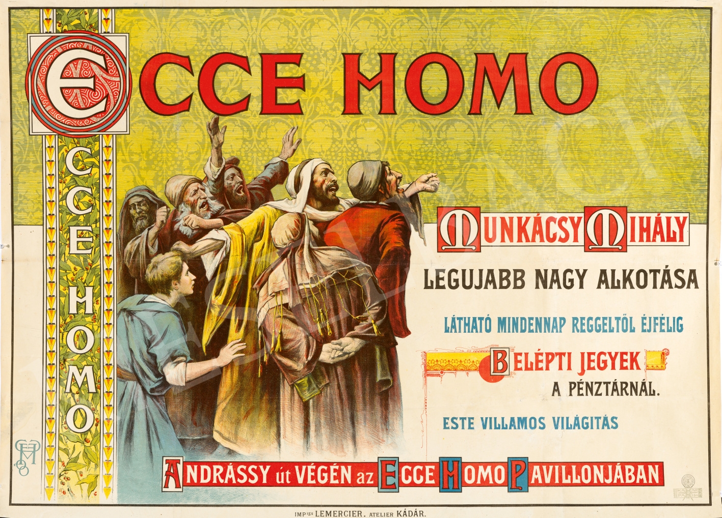 Artwork by Mihaly Munkacsy, Ecce Homo Contemporary Poster of his Painting (The Latest Great Artwork of Mihály Munkácsy, Made of Lithography on paper