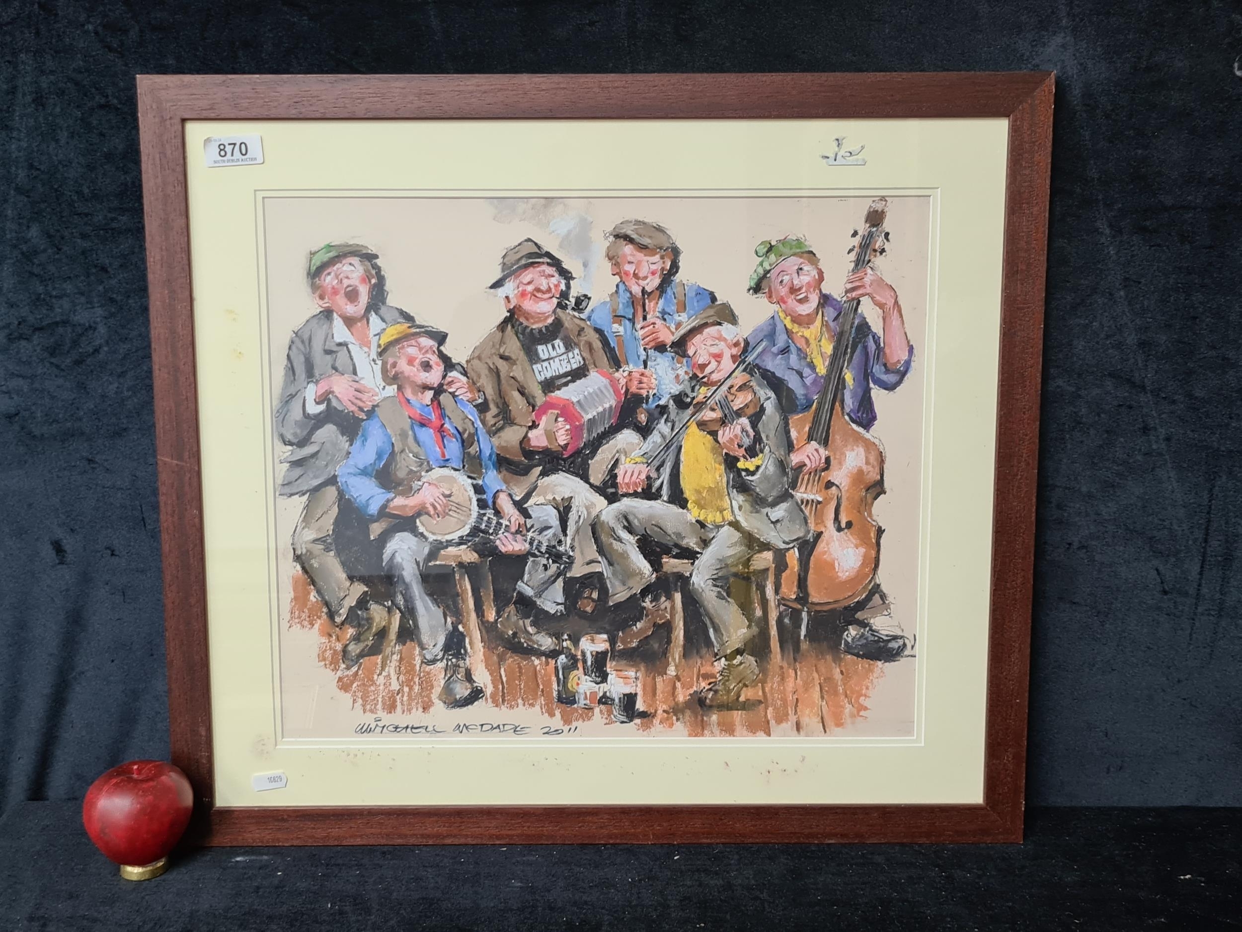 Artwork by Michael Mcdade, 2011'. Housed in a wooden frame behind glass. With Gallery sticker to verso.
MM: 62 x 55 cm including frame
Michael McDade is a well known Irish artist with works at Ross, Made of chalk pastel on paper painting