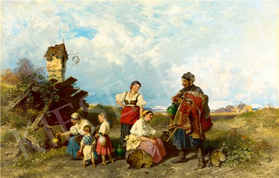 Courtship by the Well by Pal Böhm