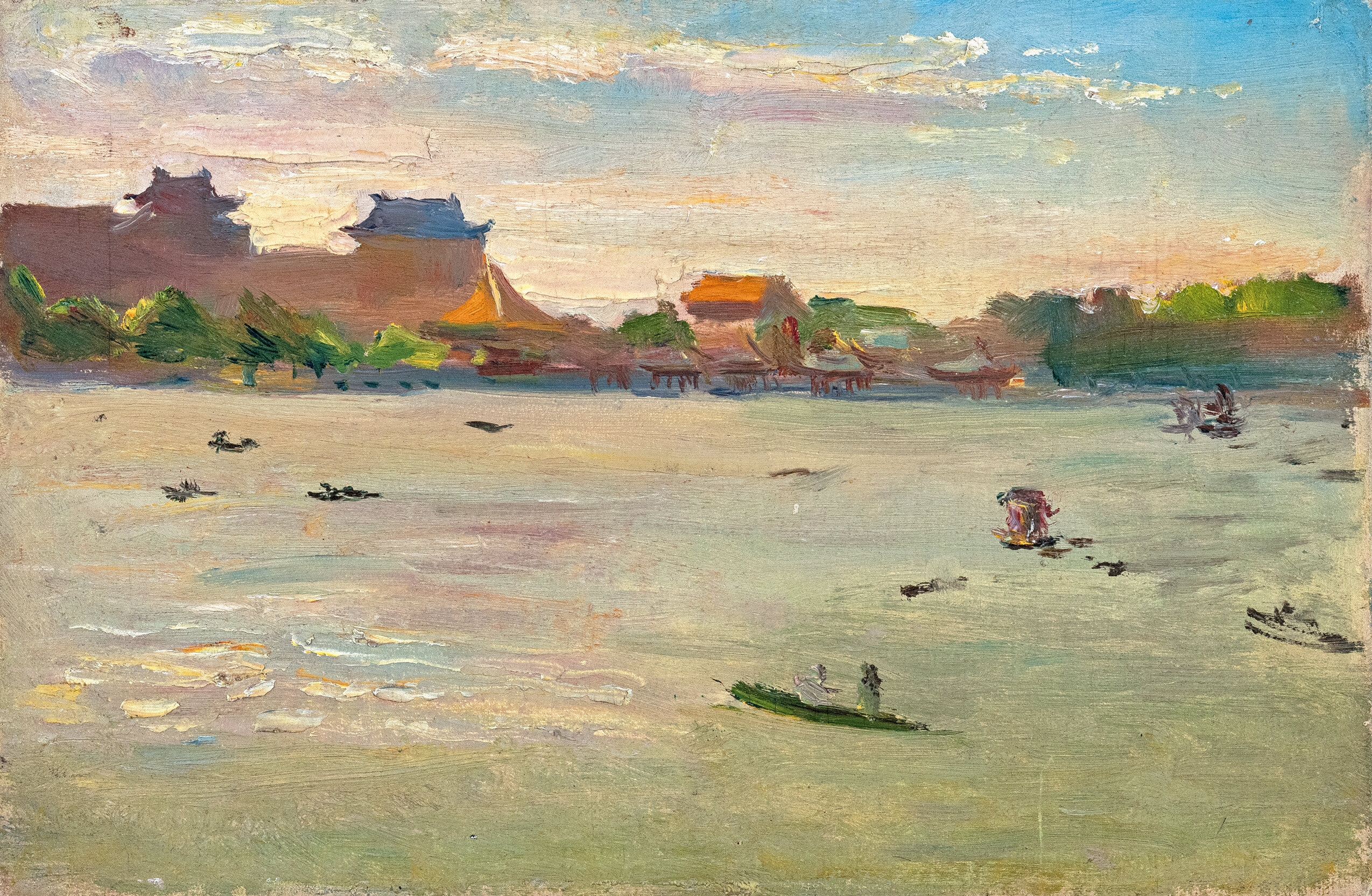 Artwork by Qin Xuanfu, Scenery of Beihai Park, Made of Oil on board