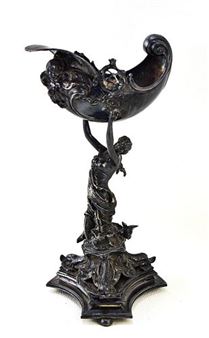 ROMAN PLEWKIEWICZ ART NOUVEAU MERMAID WITH SHELL COMPOTE - Roman Plewkiewicz