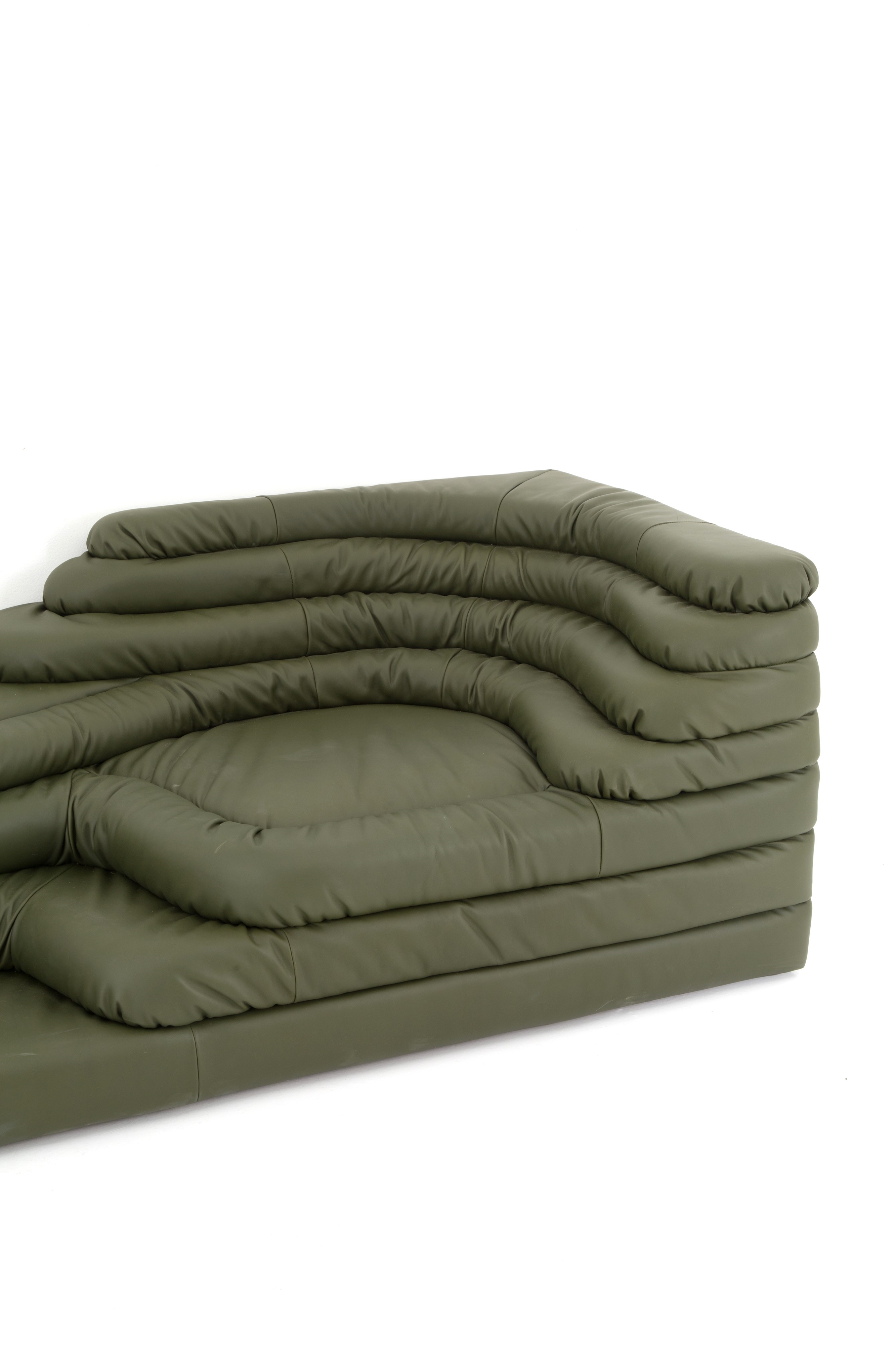 Artwork by Ubald Klug, Pair of Terrazza sofas for DE SEDE, Made of black leather