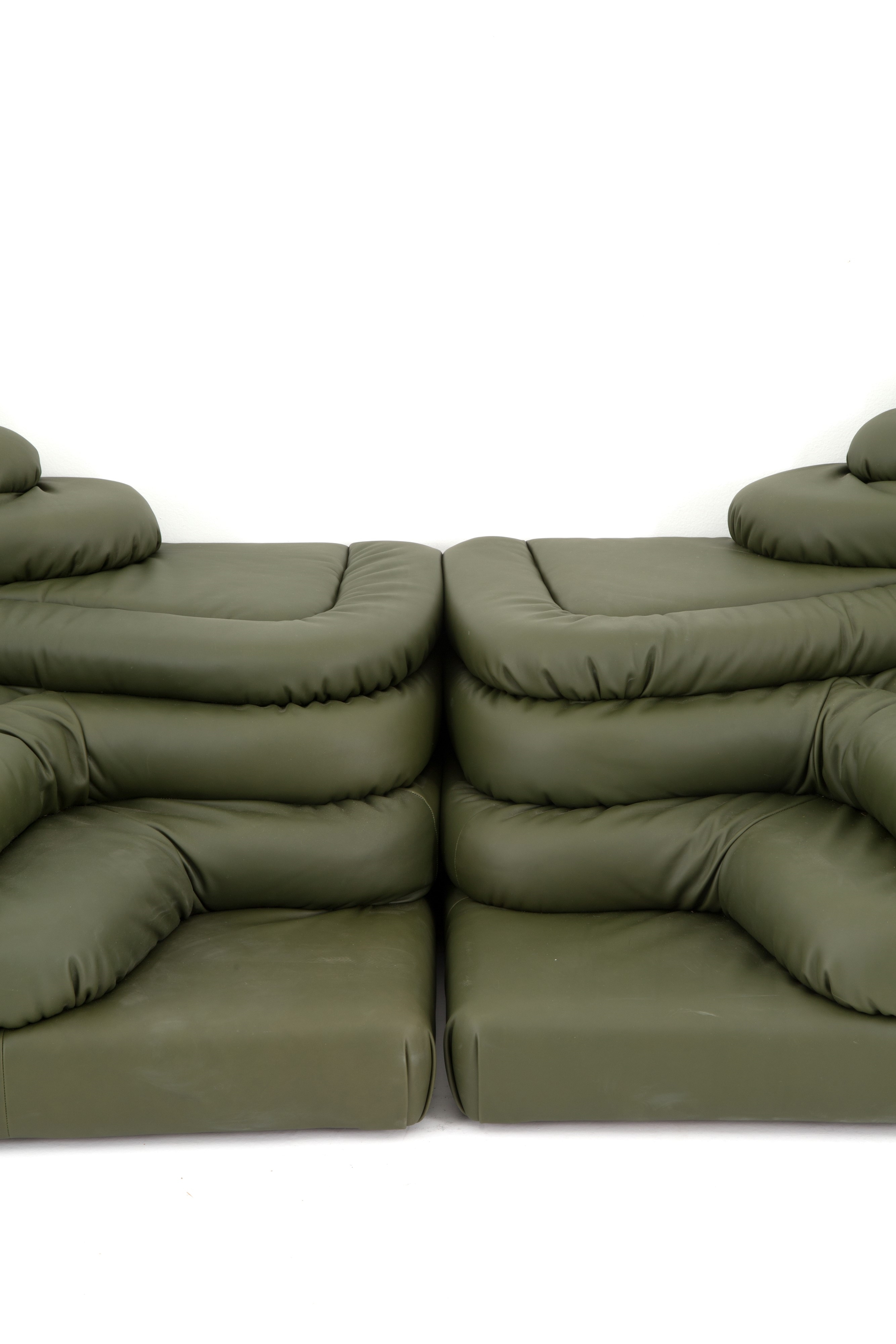 Artwork by Ubald Klug, Pair of Terrazza sofas for DE SEDE, Made of black leather