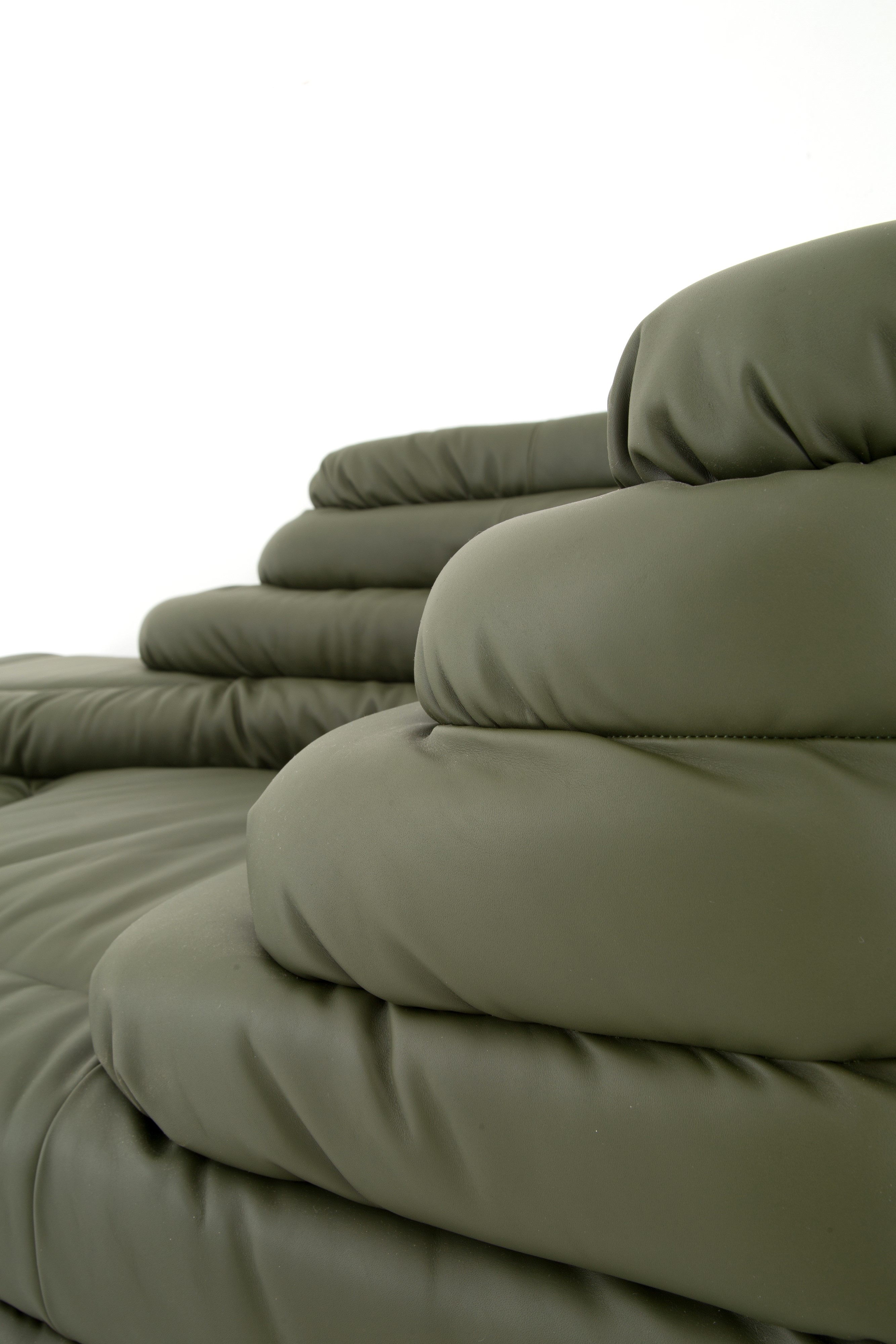 Artwork by Ubald Klug, Pair of Terrazza sofas for DE SEDE, Made of black leather