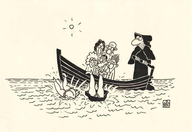 Artwork by Māris Putniņš, Overboard, Made of paper, ink