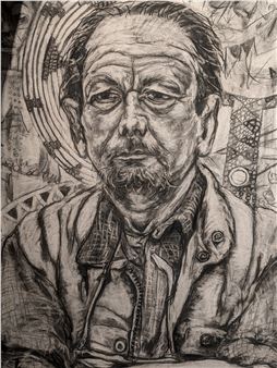 Portrait of a bearded gentleman with a psychedelic background - Lois Tilbrook