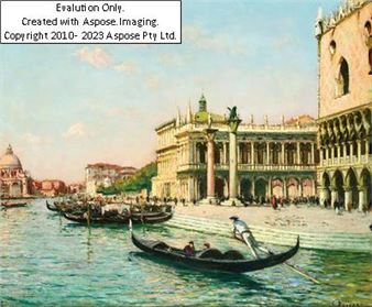 Venice, Gondolas before the Doge’s Palace, signed G. Boucart, oil on canvas, 46 x 55.5 cm - Gaston Hippolyte Ambroise Boucart