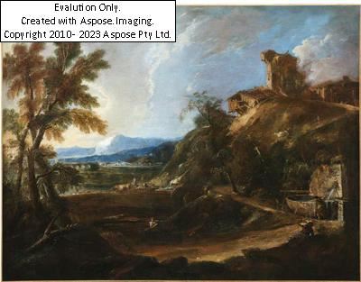 Marco Ricci | An extensive landscape with a fountain and figures ...