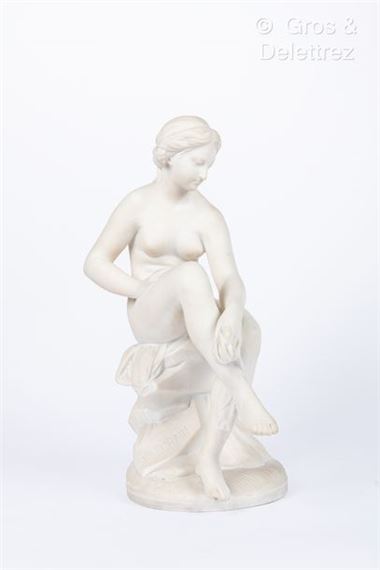 Seated bather . Inscribed ALLEGRAIN on the base.  Note: after the marble in the Musée du Louvre - Jean Baptiste Ignace Broche