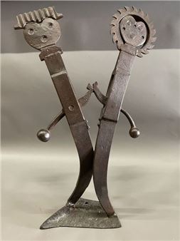 Ecole moderne Couple d'enfant Sculpture en fonte signée Francis Levasseur. H - Francis Levasseur