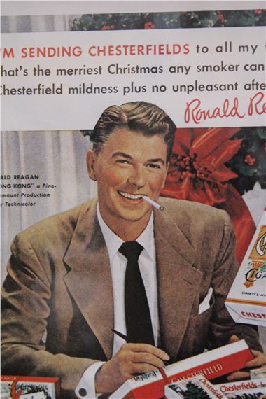 Unknown | A VINTAGE RONALD REAGAN ADVERT FOR CHESTERFIELD CIGARETTES