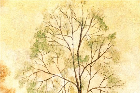 Elizabeth Gilkey | Houses With Towering Trees (1989) | MutualArt