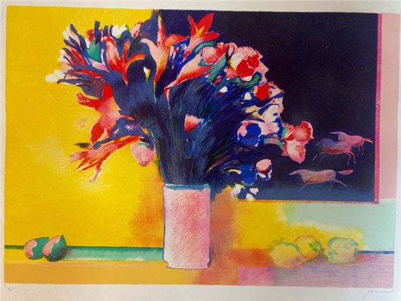 Paul Guiramand | Bouquet de fleurs et Citrons Lithograph signed