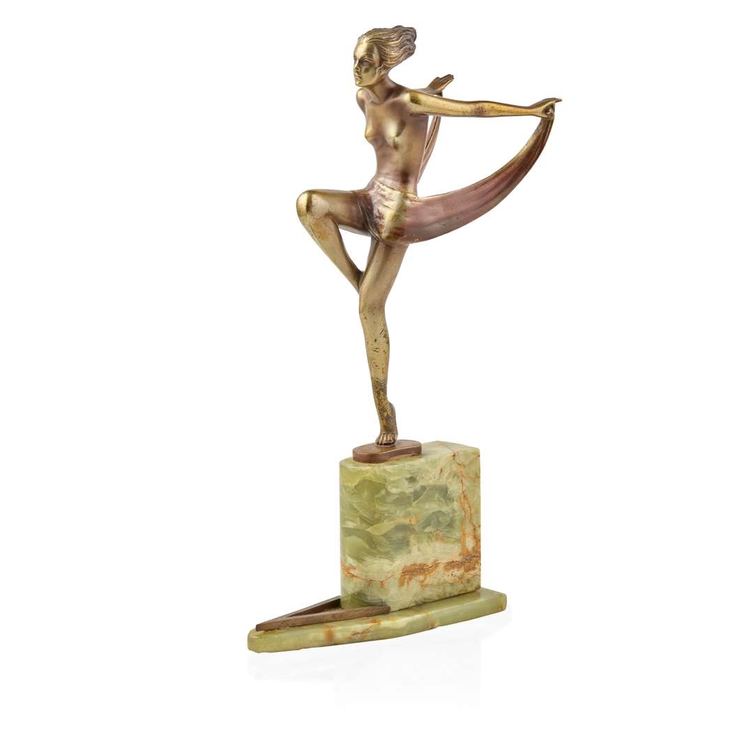 Artwork by Josef Lorenzl, ART DECO FIGURE, CIRCA 1925, Made of bronze and onyx plinth
