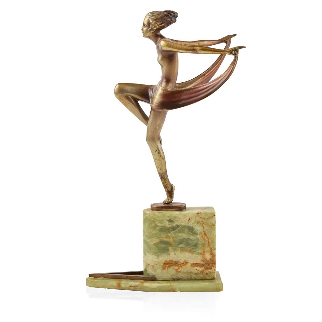 Artwork by Josef Lorenzl, ART DECO FIGURE, CIRCA 1925, Made of bronze and onyx plinth