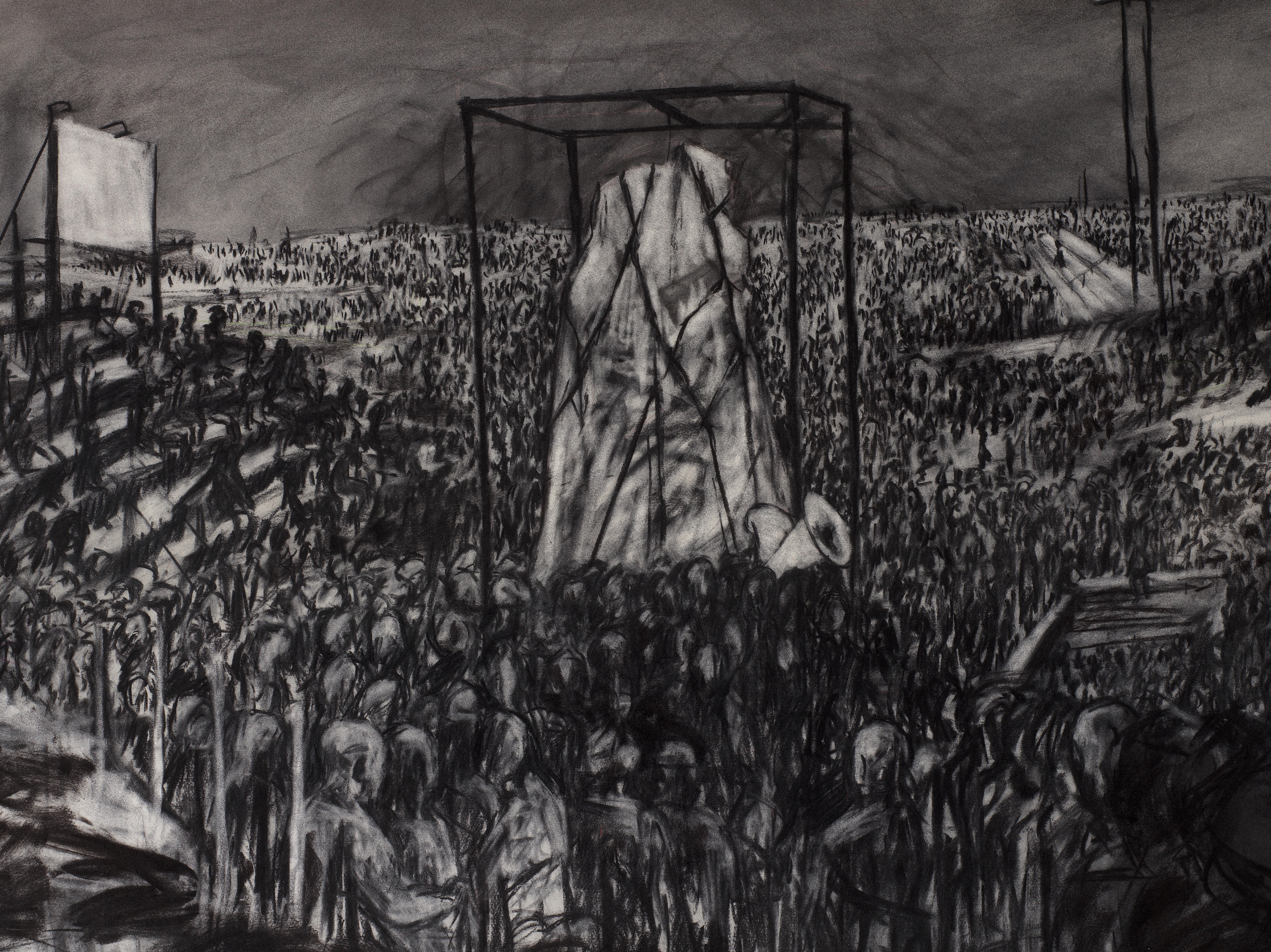Artwork by William Kentridge, Monument I, Made of charcoal on paper
