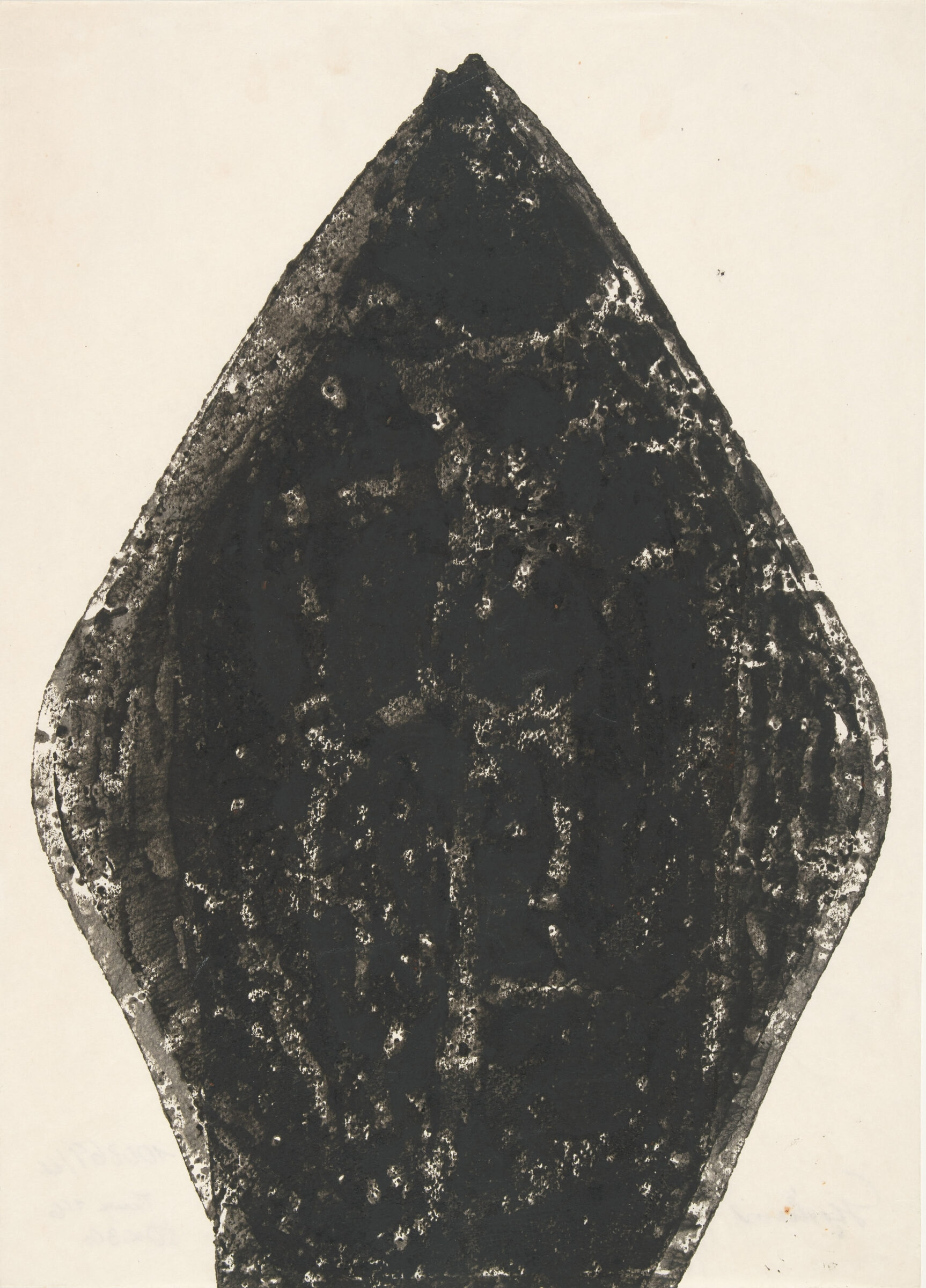 Artwork by Hermann Glöckner, o.T. (Blattform in Schwarz). Monotypie (Glasdruck in Tempera) auf Japan. 1969. 50,5 x 36,2 cm, Made of Monotypie