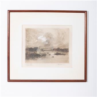 Três gravuras a negro sobre papel, assinadas e datadas - Earl Howell Reed